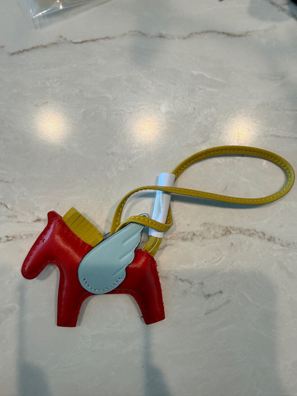 Luxury 100% Handmade Lamb Leather Horse Charm with Blue Wing